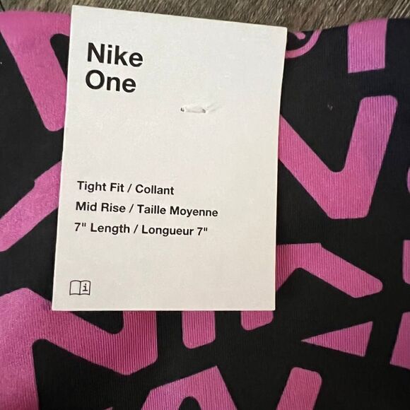 Nike One Women 7" Cosmic Fuchsia Printed Mid-Rise Biker Shorts (DX0092-665) -XS - Picture 7 of 12